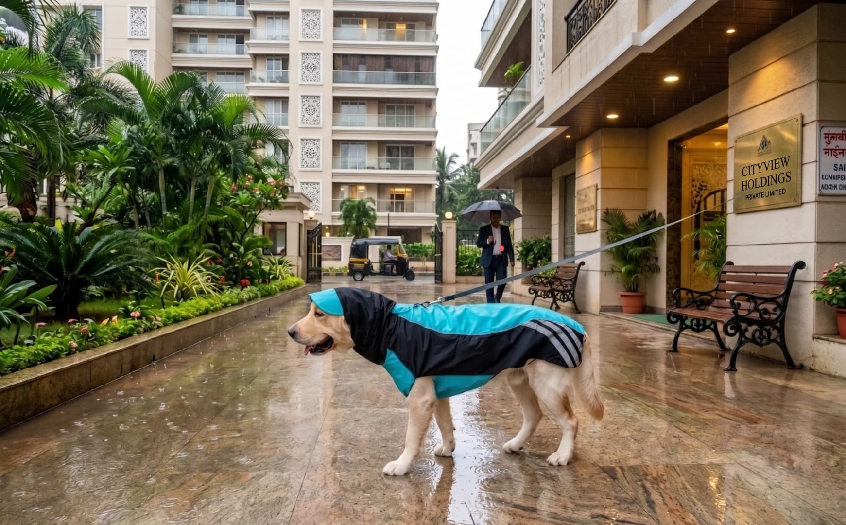Doxters Slip on Dog Raincoat, Easy Wear Magic Cloak Blue & Black