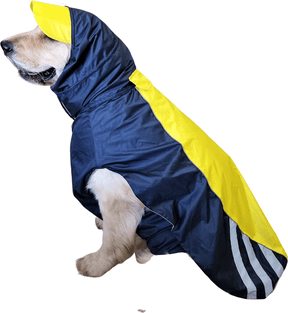 Doxters Slip on Dog Raincoat, Easy Wear Magic Cloak Yellow & Navy Blue