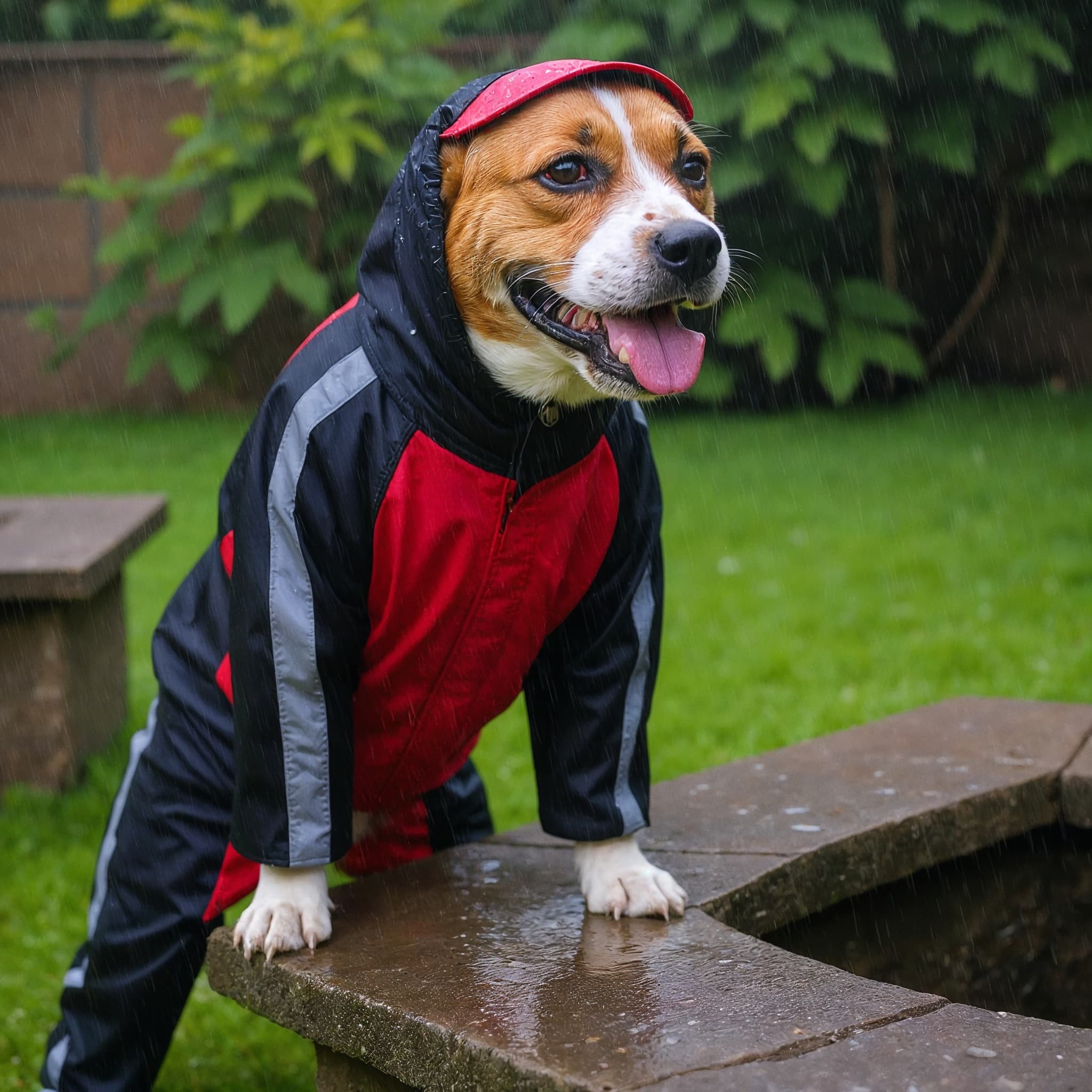 Doxters DryMax Full-Coverage Dog Raincoat Red & Black