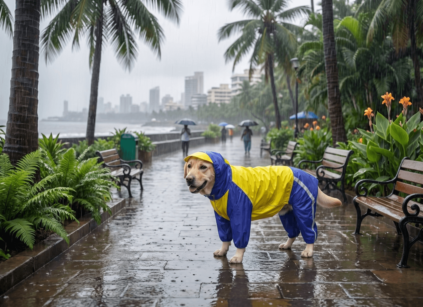Doxters DryMax Full-Coverage Dog Raincoat Yellow & Royal Blue